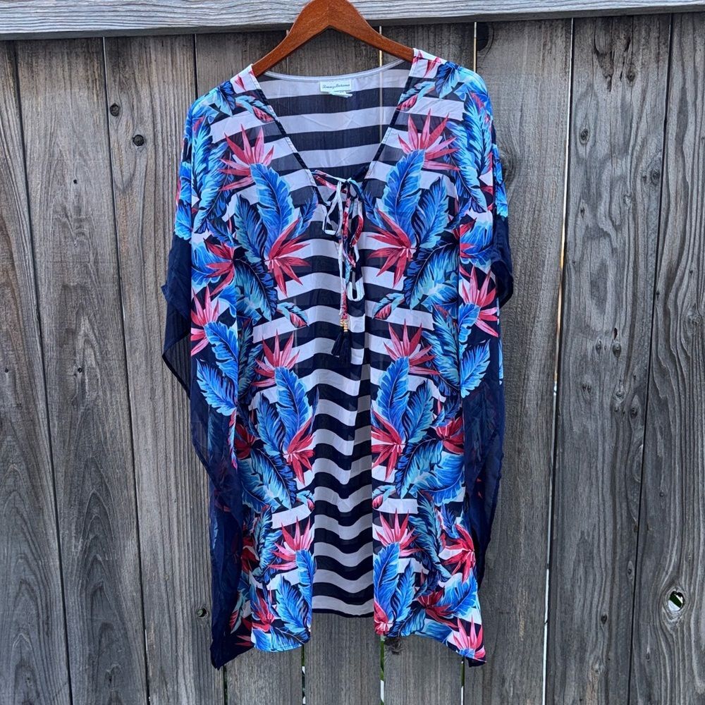 Tommy Bahama Sheer Tie Neck Swim Cover Up Size L/XL